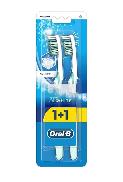 Oral-B 3D White 1+1 Orta-40 2li Paket Diş Fırçası