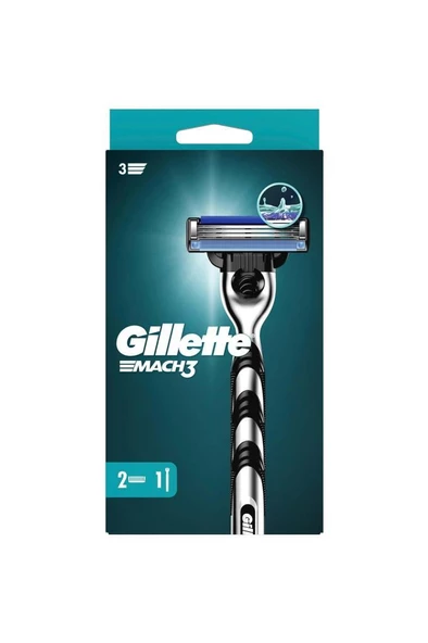 Gillette Mach 3 Tıraş Makinesi + 2 Yedek Tıraş Bıçağı