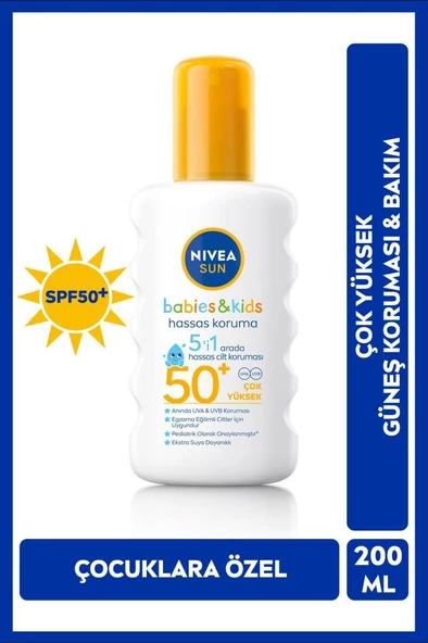 Nivea Sun SPF50+ Koruma&Bakım Hassas Cilt Çocuk Güneş Spreyi 200 ml