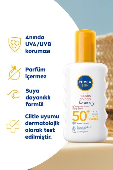 Nivea Sun SPF 50+ Güneş Alerjisine Karşı Anında Hassas Koruma Güneş Spreyi 200 ml - 2