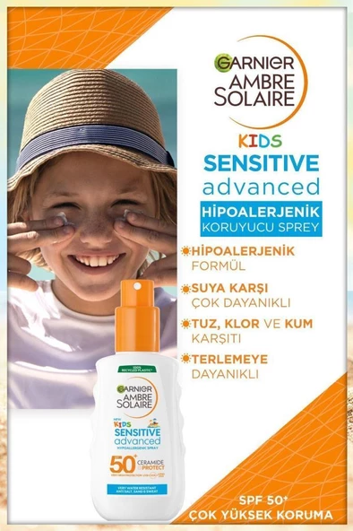 Garnier Ambre Solaire Kids SPF50 Sensitive Advanced 150 ml Güneş Koruyucu Sprey - 3