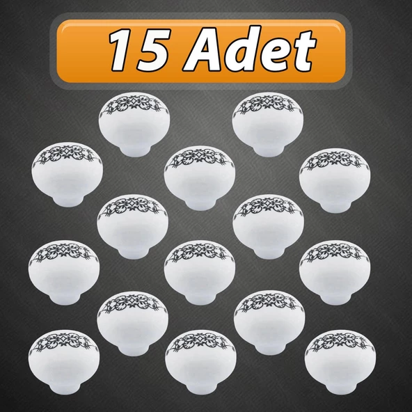 15 Adet Hanımeli Kulp Beyaz Polimer Düğme Kulp Mantar Mobilya Mutfak Dolabı Çekmece Kulbu Kulpları