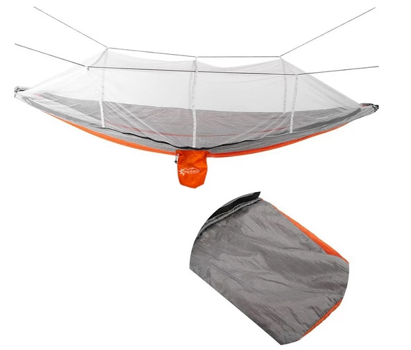 Hamak 7410 Fileli ve Cibinlikli Pro Hamak 190x70cm Turuncu-Gri - 2