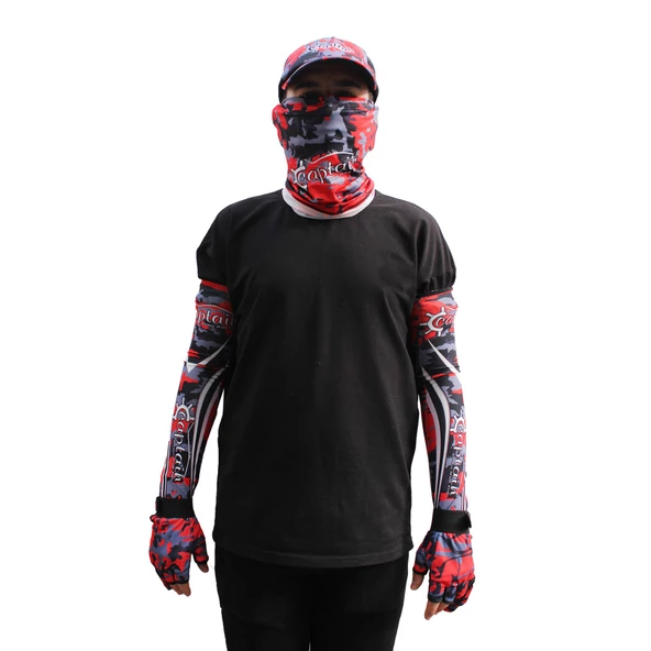 Captain Fisherman Style SET Cap+Eldiven+Kolluk+Buff  Camo Green - 2