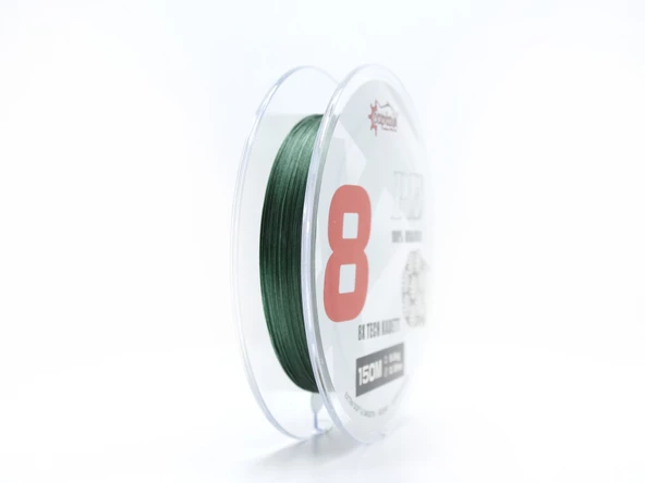 Captain X8 Kadett Tech PE 8 Örgü Spin İpi 150mt Dark Green  0.18 mm - 2