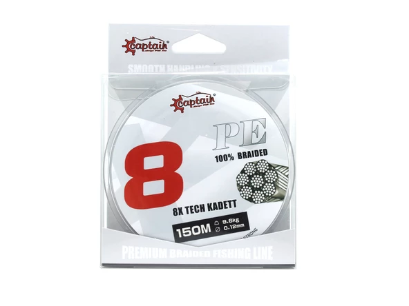 Captain X8 Kadett Tech PE 8 Örgü Spin İpi 150mt Dark Green  0.18 mm