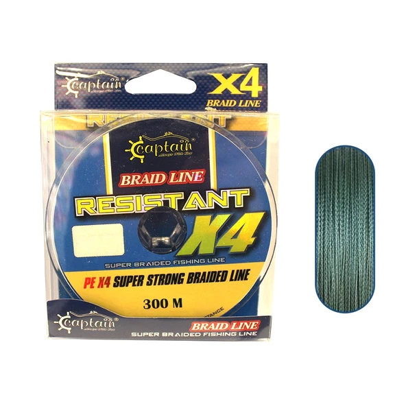 Captain Resistant PE 4 Kat Spin İp Misina 300mt Yeşil  0.06 mm