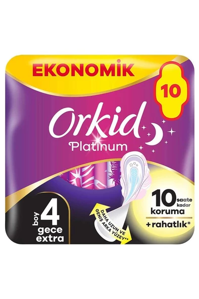 Orkid Platinum Gece Ekstra (BOY 4) 10 Adet Hijyenik Ped