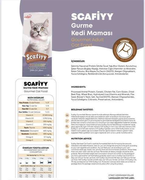 Scafiyy Gurme Tavuklu Renkli Taneli Yetişkin Kedi Maması 15 kg - 2