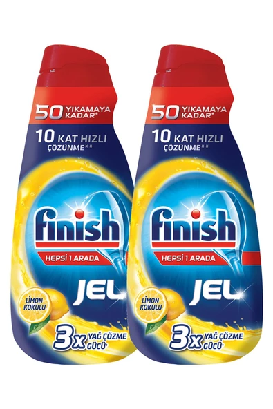 Finish Hepsi Bir Arada Bulaşık Makinesi Deterjanı Sıvı Jel Limon 2000 ml (1000 ML X 2'Lİ) - 2