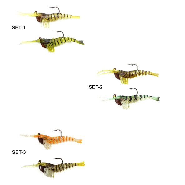 Captain 3048 Magic Shrimp 2li SET 3D Silikon Karides 50mm 3.7gr Suni Yem  1