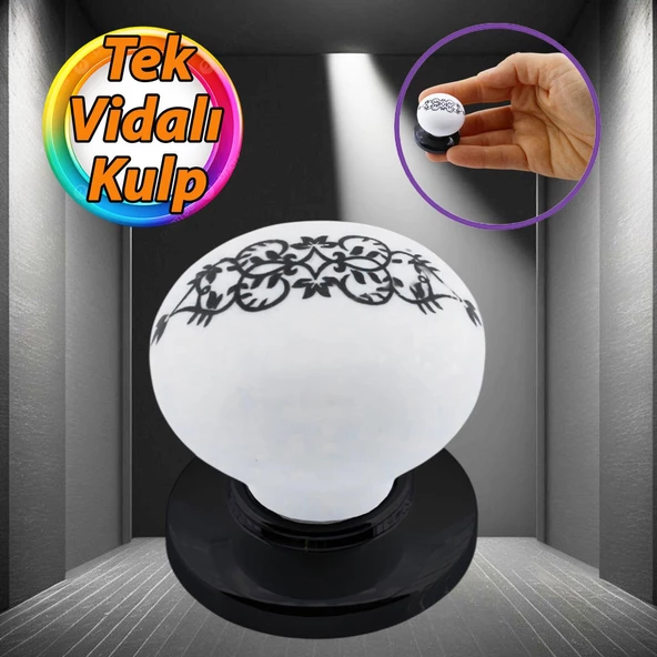 Hanımeli Kulp Beyaz Polimer Düğme Kulp Siyah Tablalı Mobilya Mutfak Dolabı Çekmece Kulbu Kulpları ürün görseli 1