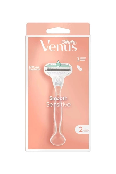 Gillette Venus Smooth Sensitive Tıraş Makinesi ve 2 Adet Yedek Başlık