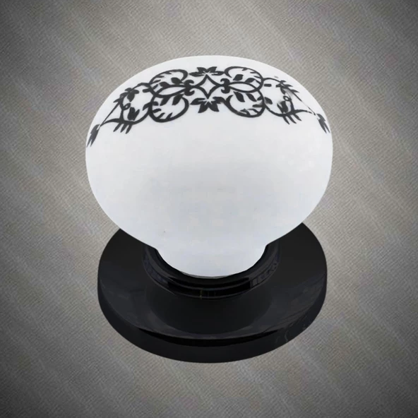 Hanımeli Kulp Beyaz Polimer Düğme Kulp Siyah Tablalı Mobilya Mutfak Dolabı Çekmece Kulbu Kulpları - Resim 4