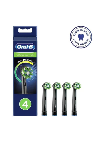 Oral-B Cross Action Şarjlı Diş Fırçası Yedek Başlığı 4'lü Siyah