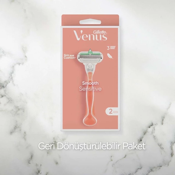 Gillette Venus Smooth Sensitive Tıraş Makinesi ve 2 Adet Yedek Başlık - 5