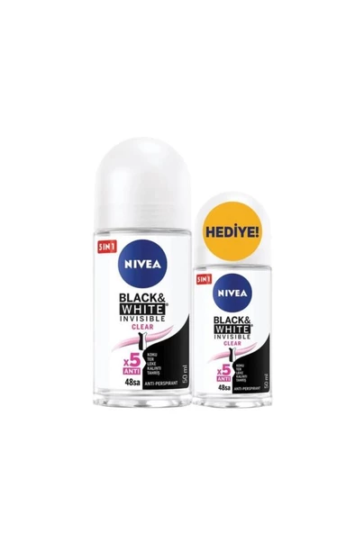 Nivea Black&White Clear Deo 50+25 ml Kadın Roll-On Deodorant