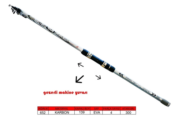 Captain 1693 Kawasaki 500cm Tele Surf Cast Kamış 300gr Atar