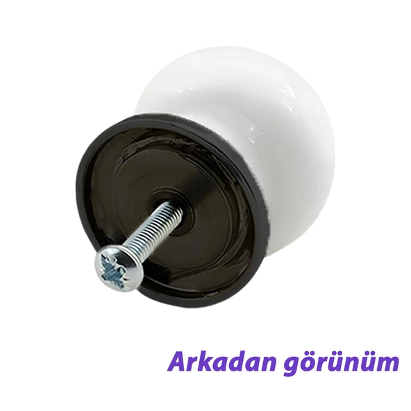8 Adet Hanımeli Kulp Beyaz Polimer Düğme Kulp Siyah Tablalı Mobilya Mutfak Dolabı Çekmece Kulbu Kulpları - 5