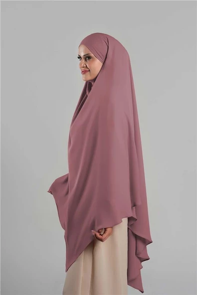 Gül Kurusu Pratik Hazır Geçmeli Tesettür Eşarp Krep Bağcıklı Sufle Hijab 2313_18 - Resim 3