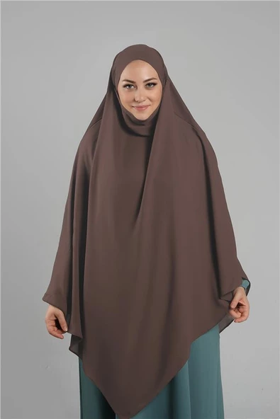 Kahve Pratik Hazır Geçmeli Tesettür Eşarp Krep Bağcıklı Sufle Hijab 2313_14 ürün görseli 1