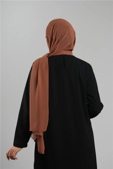 Kiremit Düz Klasik Şal Şifon Dikişli 202112_05 - 3