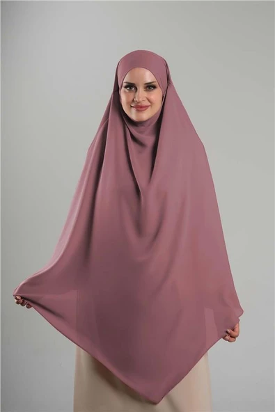 Gül Kurusu Pratik Hazır Geçmeli Tesettür Eşarp Krep Bağcıklı Sufle Hijab 2313_18 - Resim 2