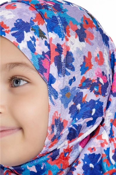 İndigo Pratik Hazır Geçmeli Genç Tesettür Bone Jakar Desenli Pileli Kendinden Boneli 2407_24 - Resim 5