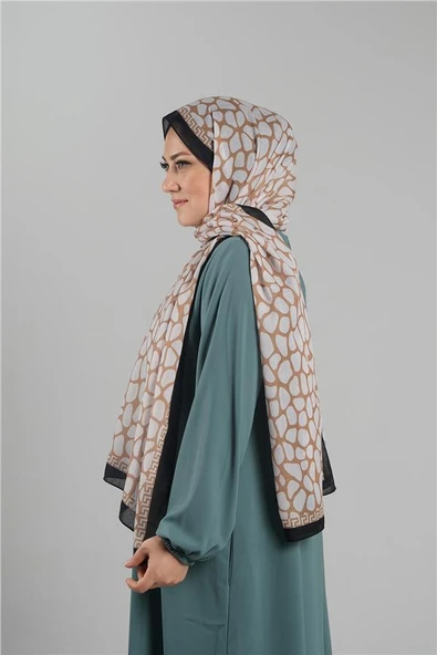 Taba Desenli Şal Kesik Elyaf Dijital Baskılı Pamuksu Leopar 202116_33 - Resim 2