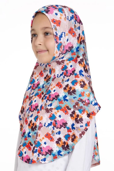Bebe Mavisi Pratik Hazır Geçmeli Genç Tesettür Bone Jakar Desenli Hijab 2408_11 - Resim 2