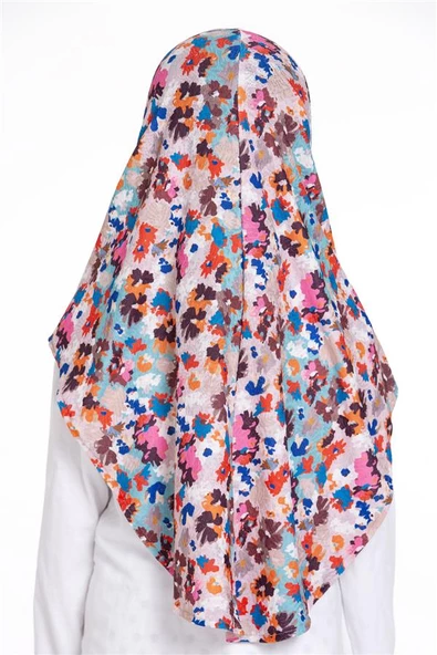 Bebe Mavisi Pratik Hazır Geçmeli Genç Tesettür Bone Jakar Desenli Hijab 2408_11 - Resim 4