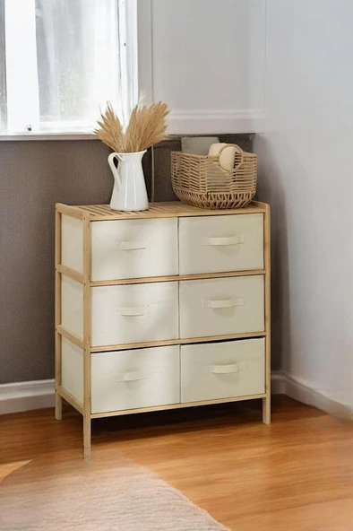Digithome Bambu 6 Çekmeceli Dolap Çok Amaçlı Düzenleyici Organizer Şifonyer - B9196 - 2