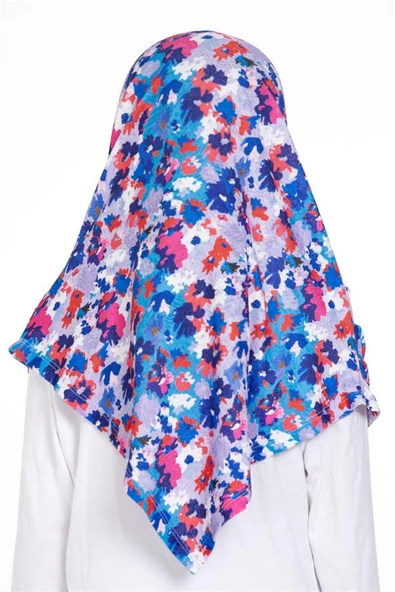 İndigo Pratik Hazır Geçmeli Genç Tesettür Bone Jakar Desenli Pileli Kendinden Boneli 2407_24 - Resim 4