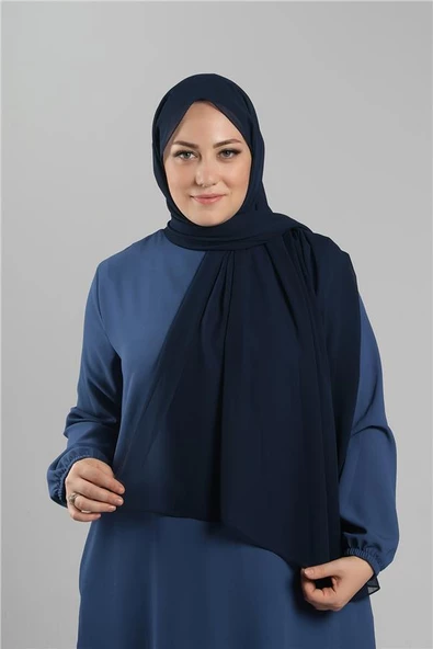 Lacivert Düz Klasik Şal Şifon Dikişli 202112_02