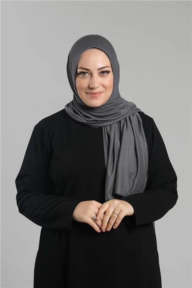 Antrasit Pratik Hazır Geçmeli Şal Viskon Önü Süngerli Penye Şal 2202_25