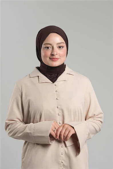 Kahve Pratik Hazır Geçmeli Tesettür Eşarp Sandy Arkadan Çıtçıtlı Piliseli Hijab 2406_14