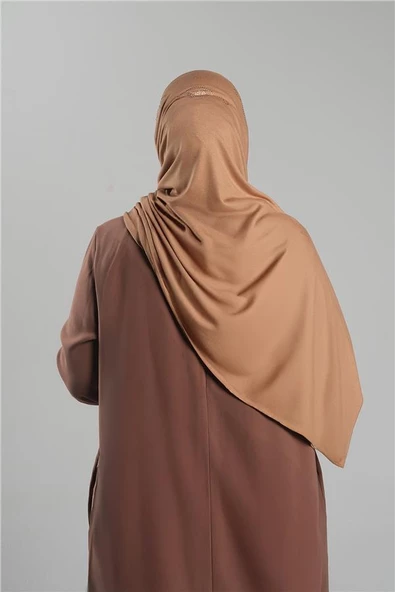 Sütlü Kahve Kristal Taşlı Şal Viskon Yaprak Desenli 202118_26 - Resim 3