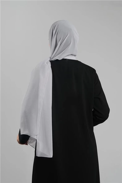 Gri Düz Klasik Şal Şifon Dikişli 202112_15 - 3