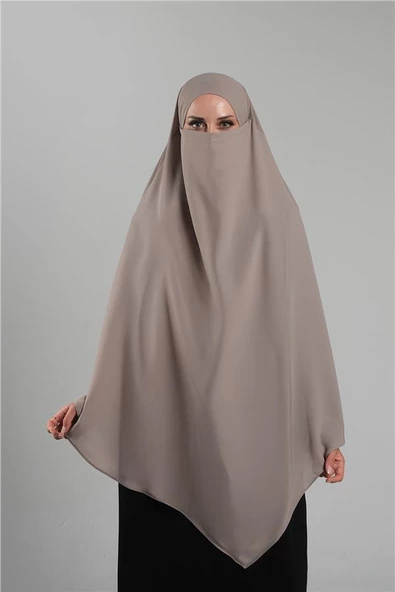 Koyu Bej Pratik Hazır Geçmeli Tesettür Eşarp Krep Bağcıklı Çift Katlı Sufle Hijab 2314_44