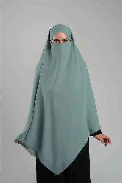 Mint Yeşili Pratik Hazır Geçmeli Tesettür Eşarp Krep Bağcıklı Çift Katlı Sufle Hijab 2314_13