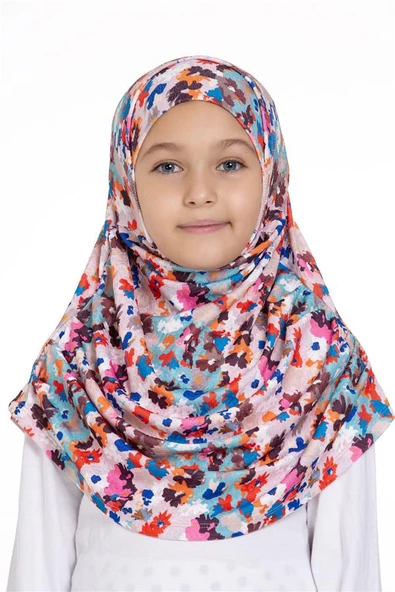 Bebe Mavisi Pratik Hazır Geçmeli Genç Tesettür Bone Jakar Desenli Pileli Kendinden Boneli 2407_11 ürün görseli 1