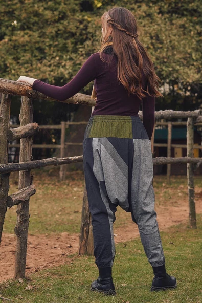 Bağcıklı Etnik Kadın Şalvar Pantolon - 4