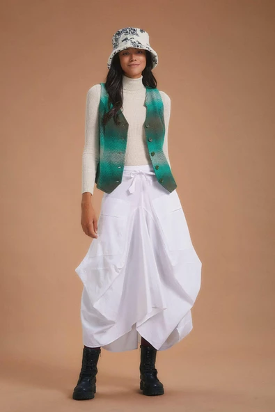 Beli Bağcıklı Cep Detaylı Şalvar Uzun Etek - 3