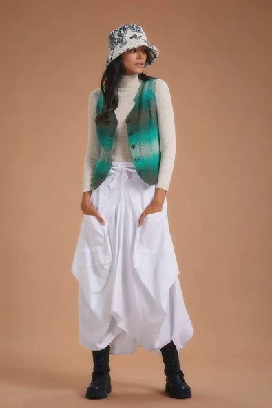 Beli Bağcıklı Cep Detaylı Şalvar Uzun Etek - 2