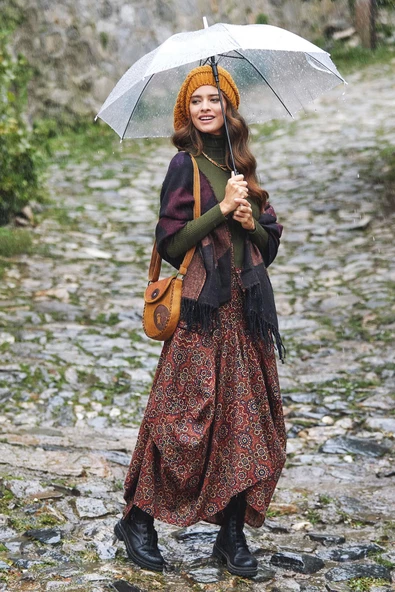 Beli Bağcıklı Cep Detaylı Şalvar Uzun Etek - Resim 3