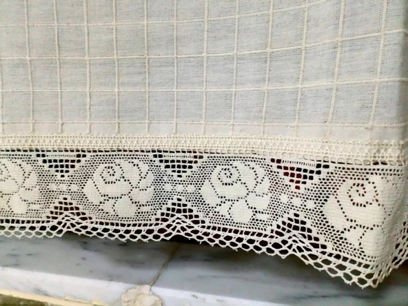 Buldan Perde Çift Dantelli Naturel (140x300) - 2