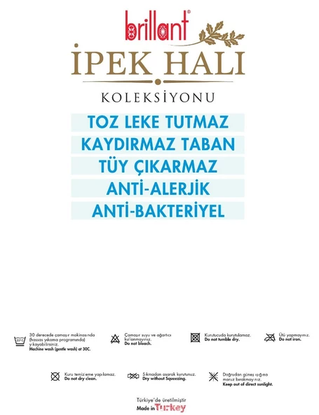 Brillant İpek Latex Kaymaz Taban Halı-KARDELEN HJ11616.801-(90x160) - 3