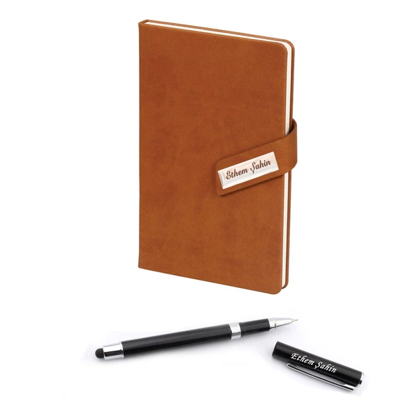 İsme Özel Mıknatıslı Defter Padli Roller Kalem Seti Siyah - 7