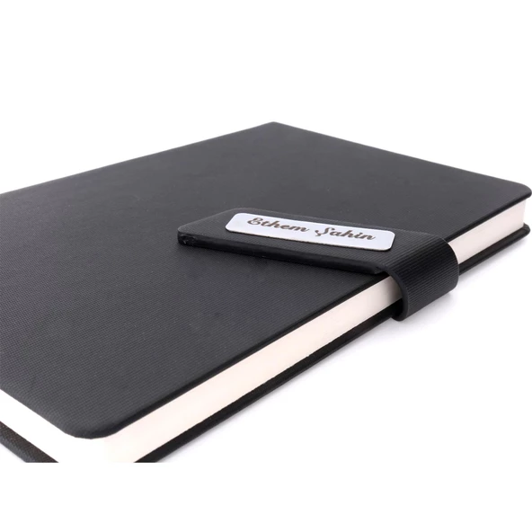İsme Özel Mıknatıslı Defter Padli Roller Kalem Seti Siyah - 4