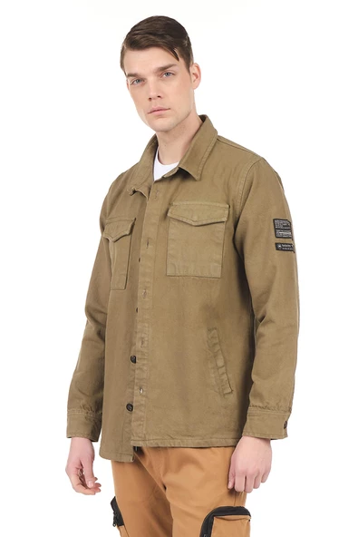 Erkek Regular Fit Çok Cepli Pamuklu Spor Kot Gömlek Ceket - 3